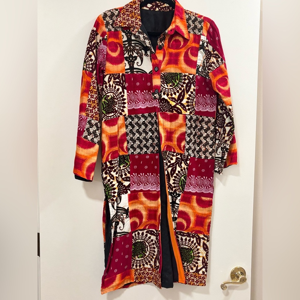 Vintage Patchwork Long Coat Size Large - image 1